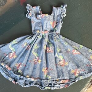 Girls Ariel Little Mermaid Print Ruffle Dress